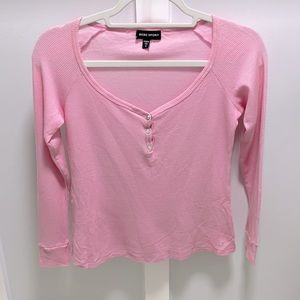 BEBE, sport long sleeve tee, size M, color pink